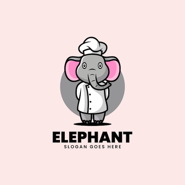 Vector logo illustratie olifant mascotte cartoon stijl