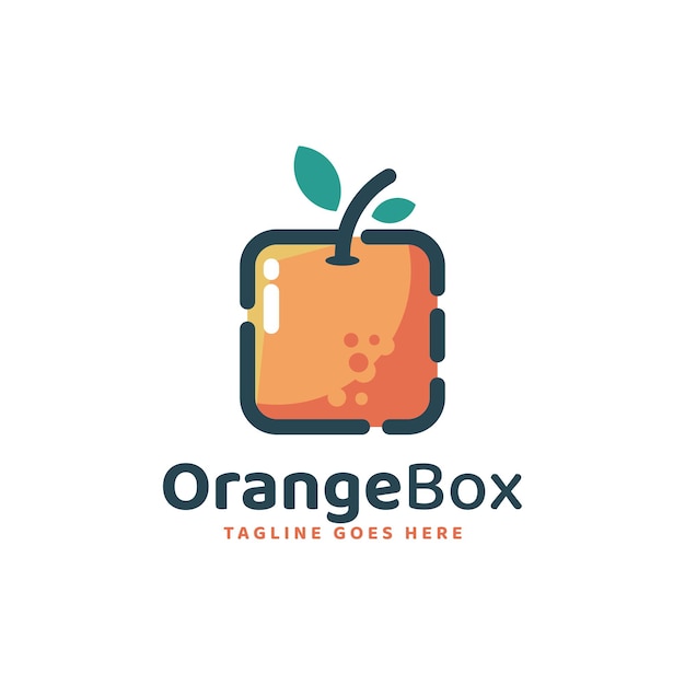 Vector Logo Illustratie Oranje Doos Eenvoudige Mascotte Stijl