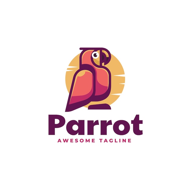 Vector Logo Illustratie Papegaai Eenvoudige Mascotte Stijl