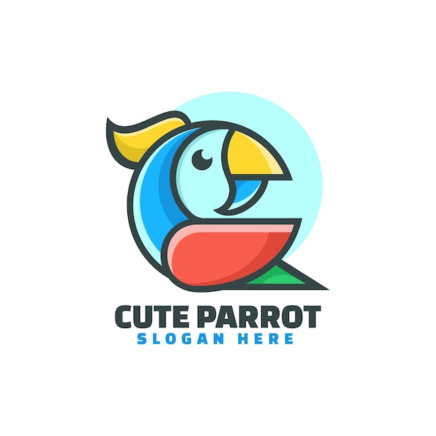 Vector logo illustratie papegaai eenvoudige mascotte stijl