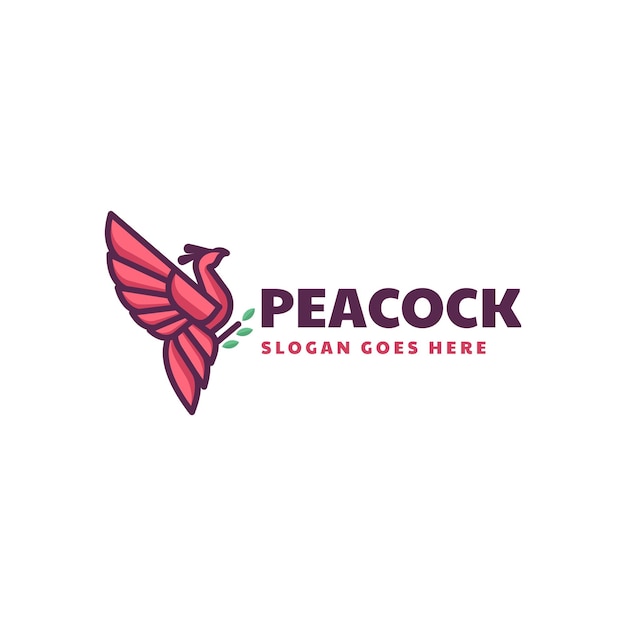 Vector Logo Illustratie Peacock Eenvoudige Mascotte Stijl