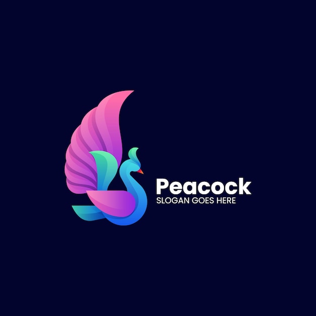 Vector logo illustratie peacock gradient kleurige stijl