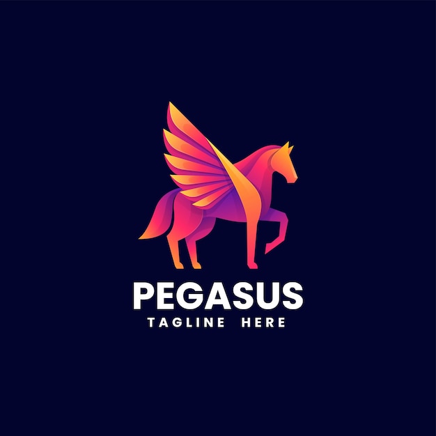 Vector Logo Illustratie Pegasus Gradiënt Kleurrijke Stijl