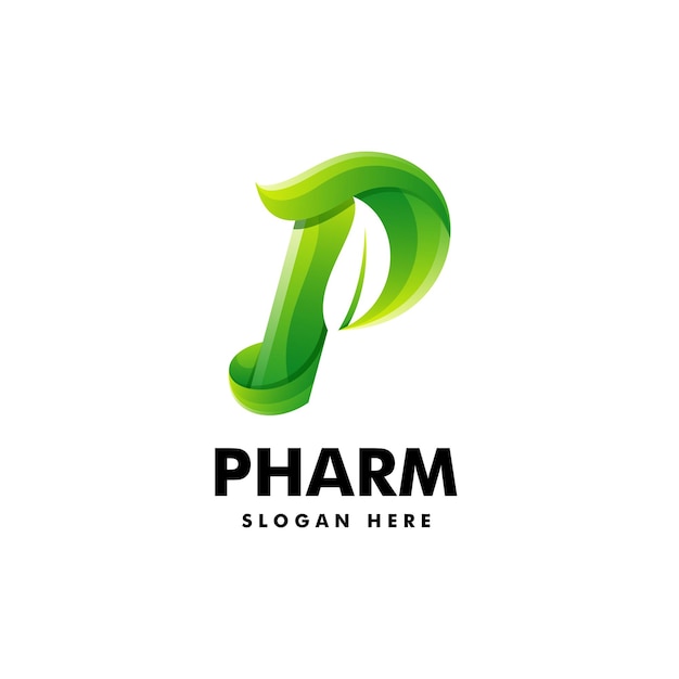 Vector logo illustratie pharm gradiënt kleurrijke stijl