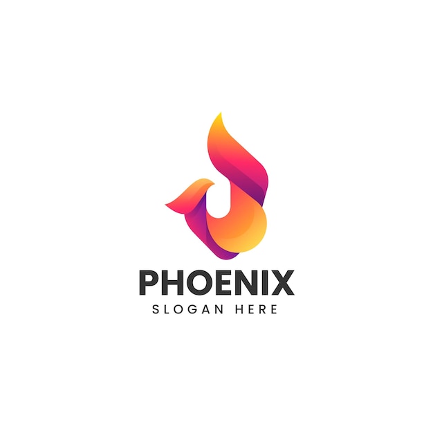 Vector Logo Illustratie Phoenix Gradiënt Kleurrijke Stijl