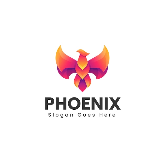 Vector Logo Illustratie Phoenix Gradiënt Kleurrijke Stijl