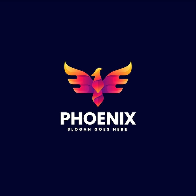 Vector Logo Illustratie Phoenix Gradiënt Kleurrijke Stijl