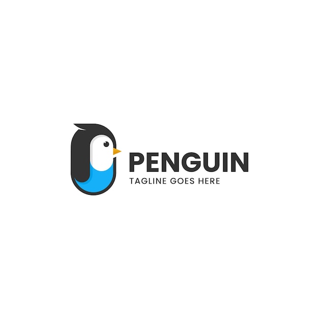 Vector Logo Illustratie Pinguïn Eenvoudige Mascotte Stijl