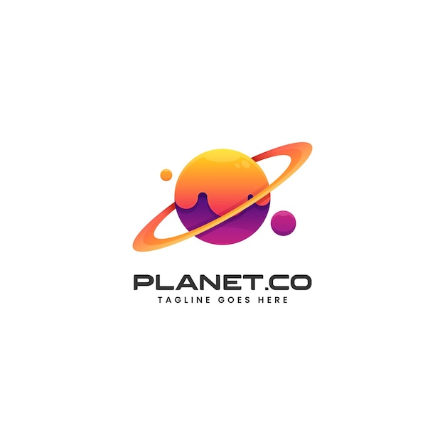 Vector logo illustratie planeet kleurovergang kleurrijke stijl