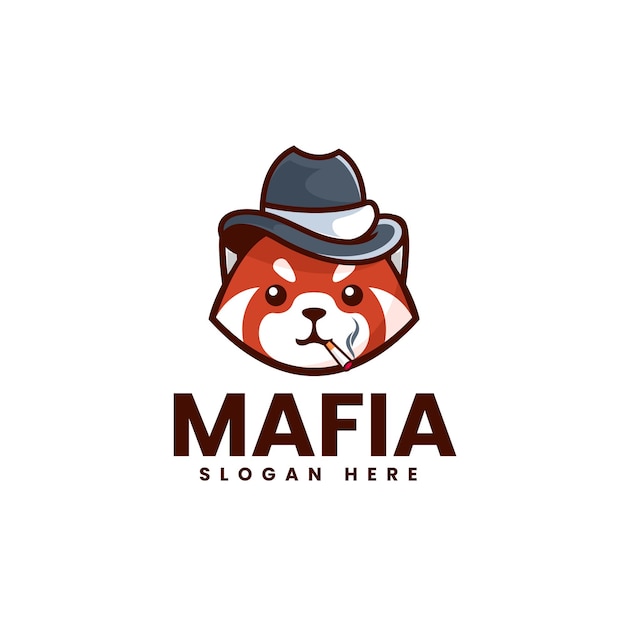 Vector Logo Illustratie Rode Panda Maffia Mascotte Cartoon Stijl