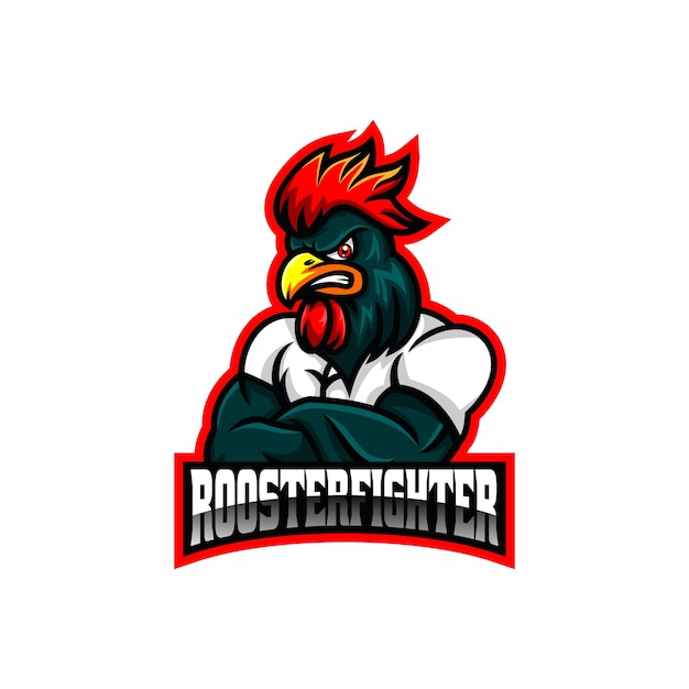 Vector Logo Illustratie Rooster Fighter E Sport en Sport Stijl
