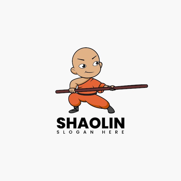 Vector Logo Illustratie Shaolin Mascotte Cartoon Stijl