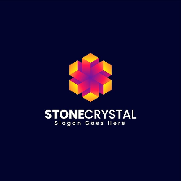 Vector Logo Illustratie Stone Crystal Gradiënt Kleurrijke Stijl