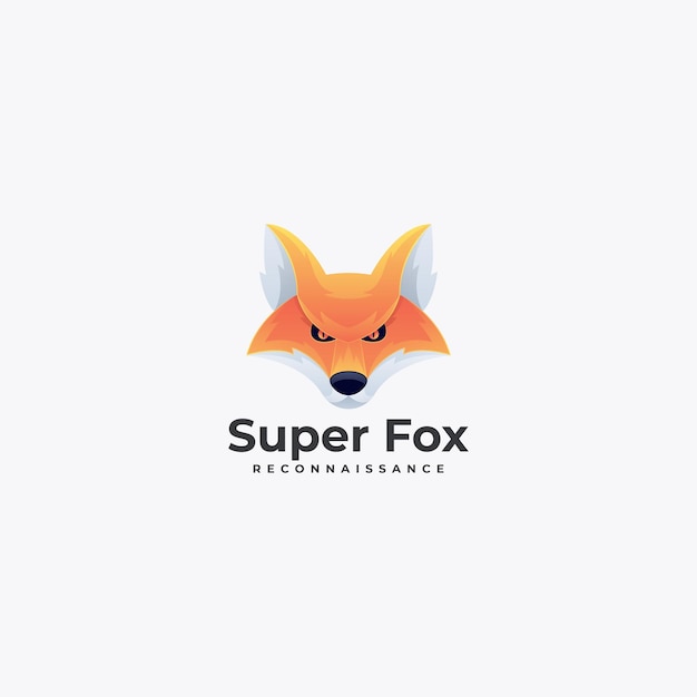 Vector logo illustratie super fox gradiënt kleurrijke stijl