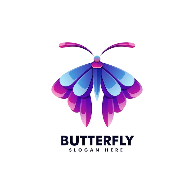 Vector logo illustratie vlinder gradiënt kleurrijke stijl