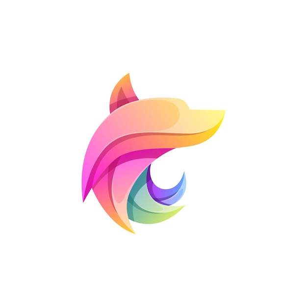 Vector logo illustratie wolf hoofd gradiënt kleurrijke stijl