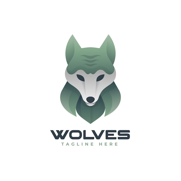 Vector logo illustratie wolf kleurverloop kleurrijke stijl