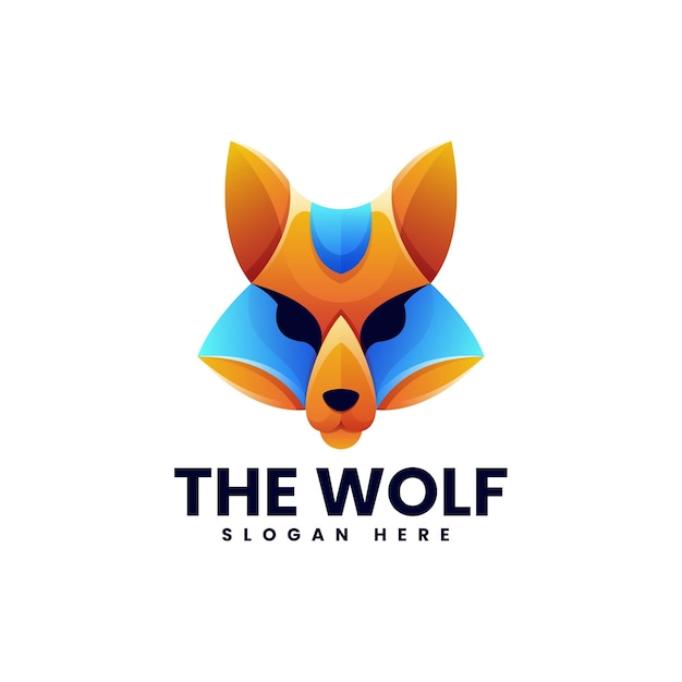 Vector Logo Illustratie Wolf Kleurverloop Kleurrijke Stijl