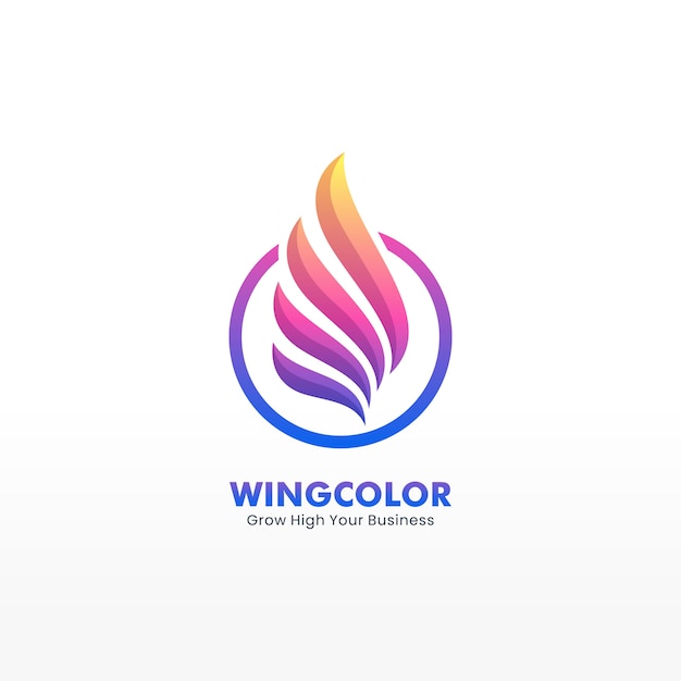 Logo style vector abstract flying wing stacked shape colorful style