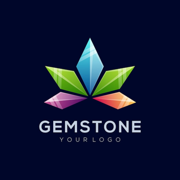 Vector logo illustration abstract gem stone shape colorful style