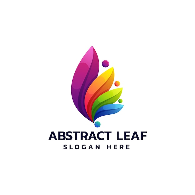 Vector Logo Illustration Abstract Leaf Gradient Colorful Style