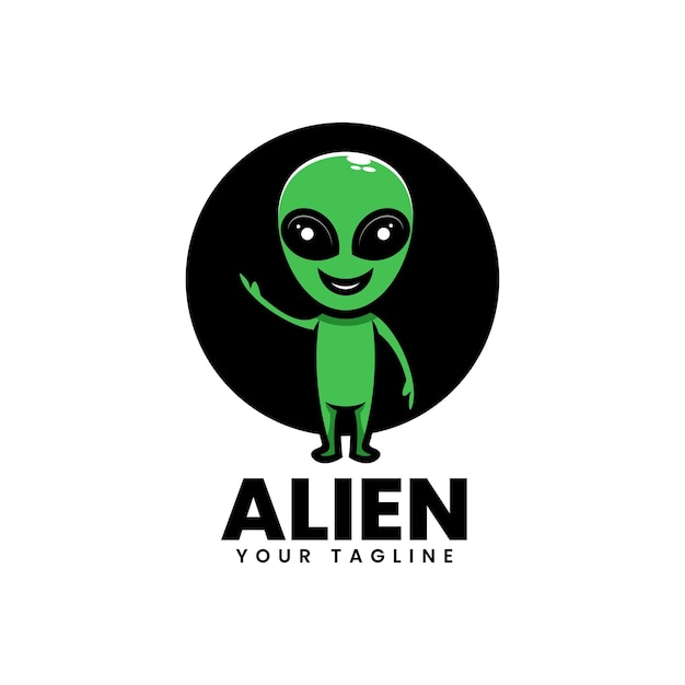 Векторная Иллюстрация Логотипа Инопланетянина Простом Стиле Талисмана