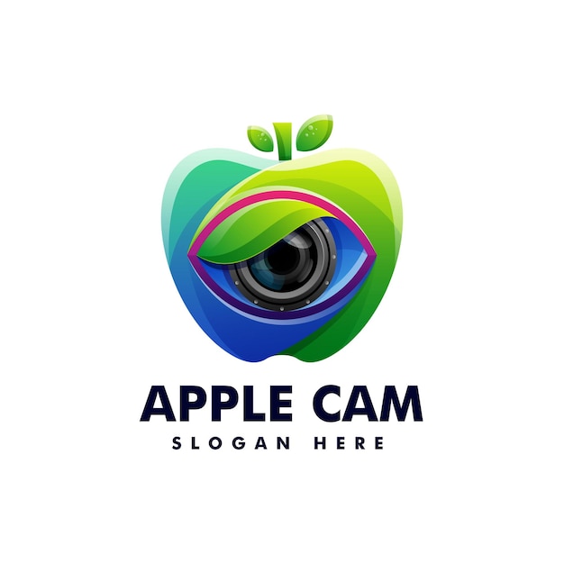 Vector Logo Illustration Apple Camera Gradient Colorful Style