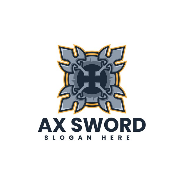 Vector Logo Illustration Ax Sword Simple Mascot Style