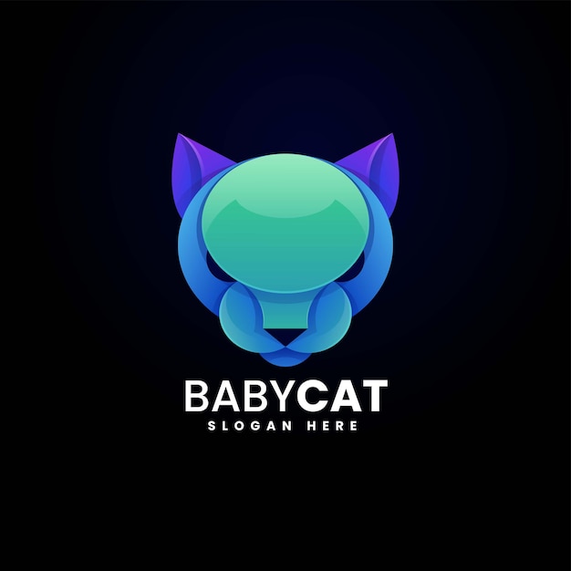 Вектор Векторные иллюстрации логотипа baby cat градиентом красочный стиль