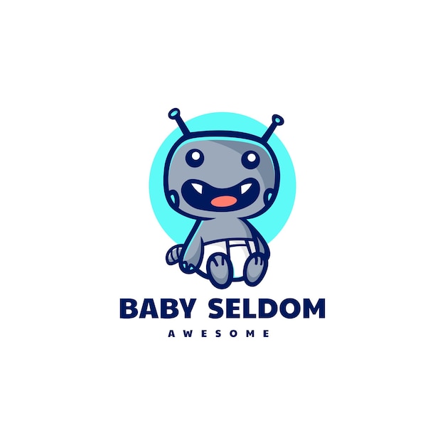 Vector Logo Illustration Baby Monster Mascot Cartoon Style