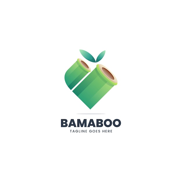 Vector Logo Illustration Bamboo Gradient Colorful Style