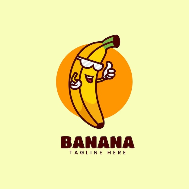 Illustrazione del logo vettoriale banana mascotte in stile cartone animato