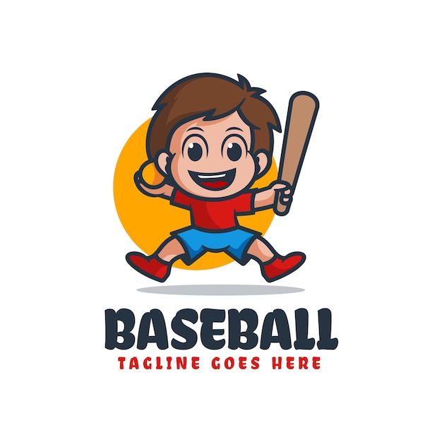 Векторная иллюстрация логотипа Маскот бейсбола в стиле мультфильма