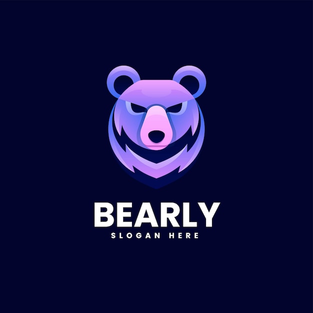 Vector Logo Illustration Bear Gradient Colorful Style