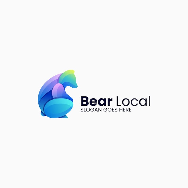 Vector logo illustration bear local gradient colorful style