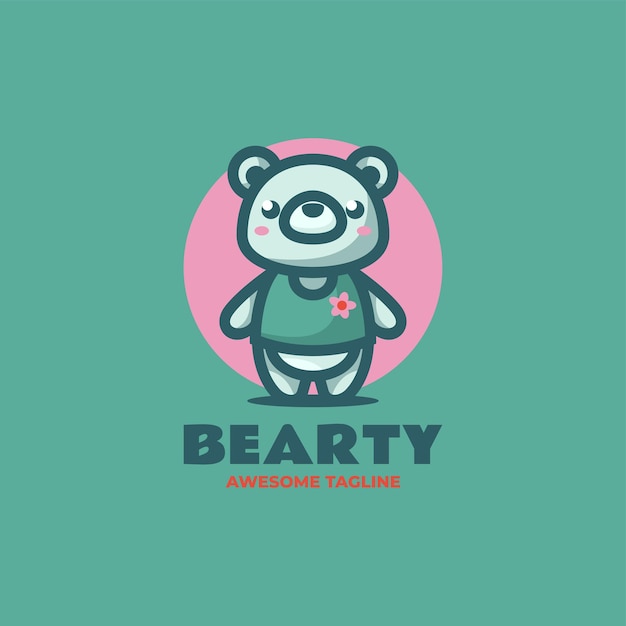 Vector logo illustration bear mascot cartoon style