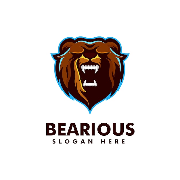 Vector Logo Illustration Bear Simple Mascot Style