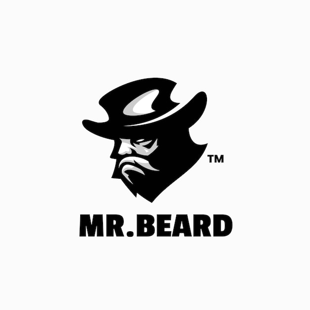 Vector Logo Illustration Beard Simple Mascot Style