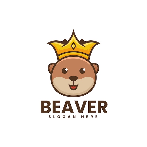 Vector Logo Illustration Beaver Mascot Cartoon Style