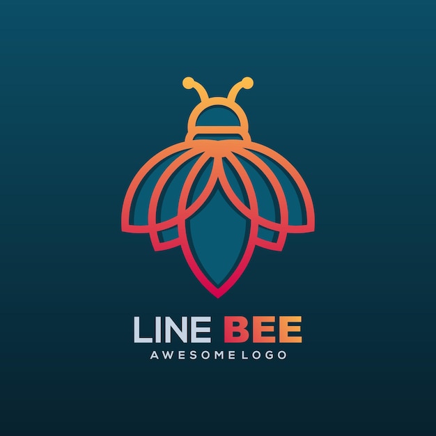 Vector logo illustration bee line art style