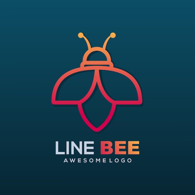 Vector logo illustration bee line art style