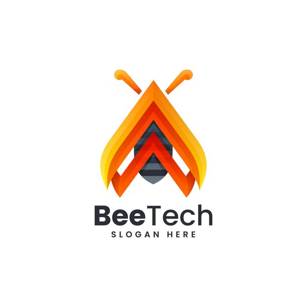 Vector logo illustration bee tech gradient colorful style