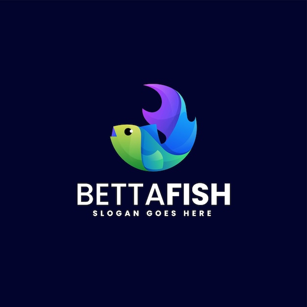 Illustrazione del logo vettoriale stile colorato con gradiente di pesce betta