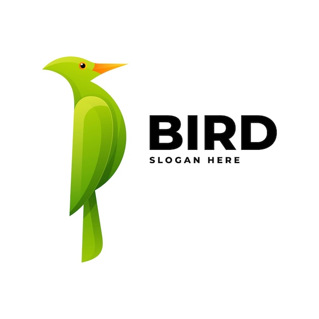 Illustrazione del logo vettoriale stile colorato con gradiente di uccello.