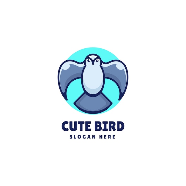 Vector logo illustration bird simple mascot style