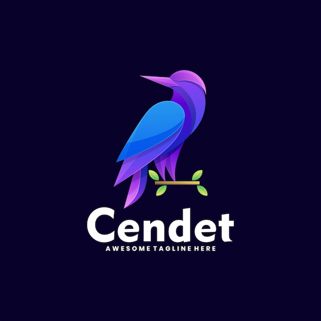 Vector logo illustration bird slender gradient colorful style