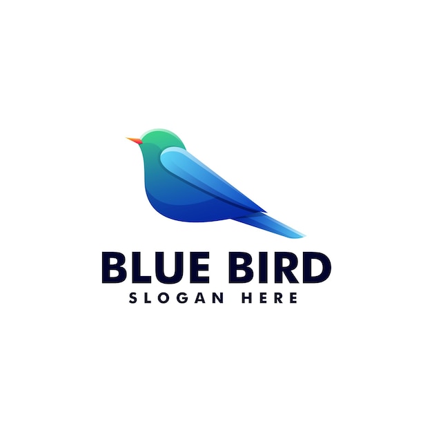 Illustrazione del logo vettoriale stile colorato sfumato uccello blu