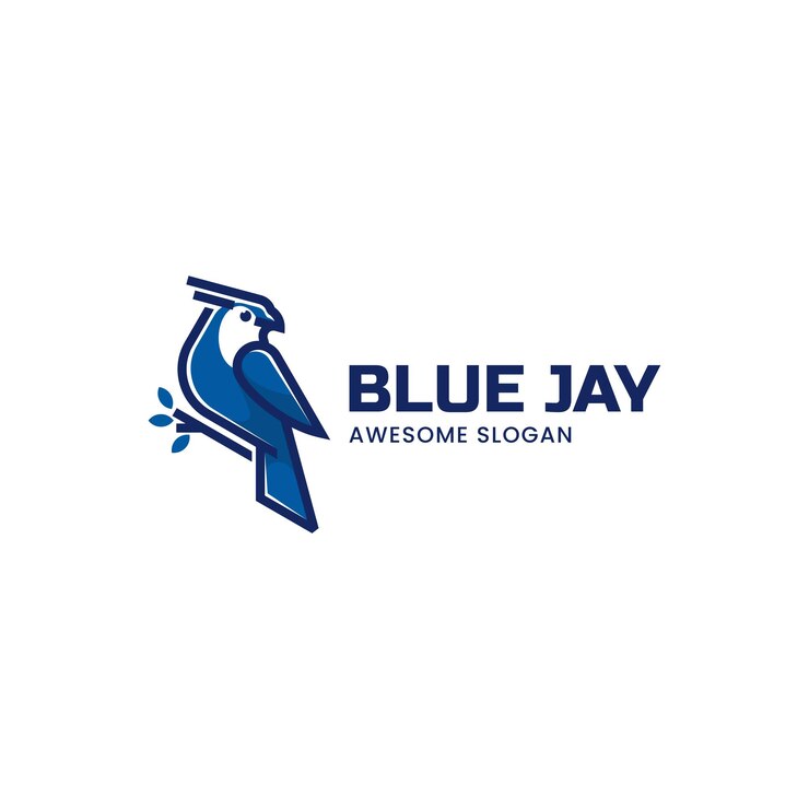Vector Logo Illustration Blue Jay Simple Mascot Style