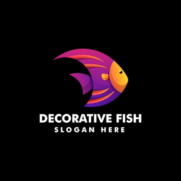 Vector logo illustration blue tang fish gradient colorful style