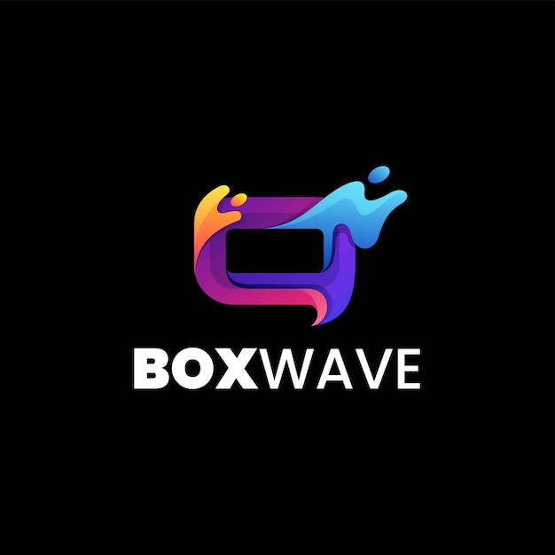 Vector Logo Illustration Box Wave Gradient Colorful Style